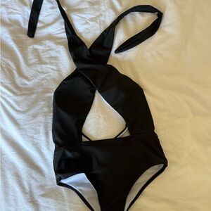 Black Halter One-Piece Swimsuit